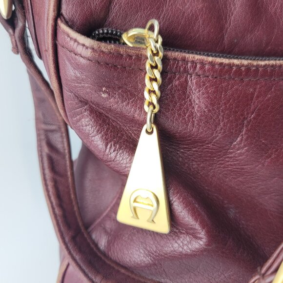 Vintage Etienne Aigner Burgundy Dark Red Leather Shoulder Bag Purse 11x7" - Picture 4 of 16
